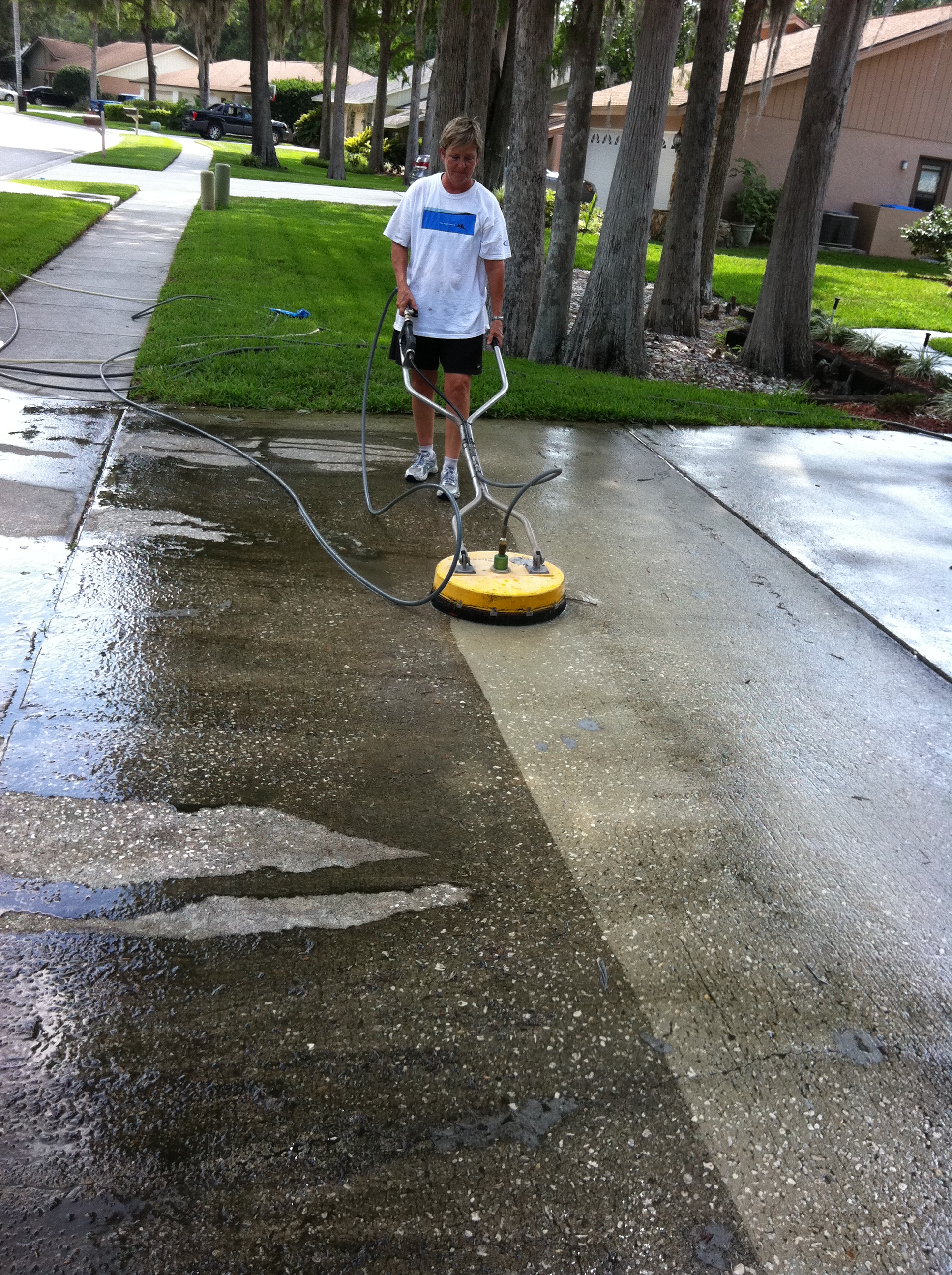 Concrete driveway deals scrubber